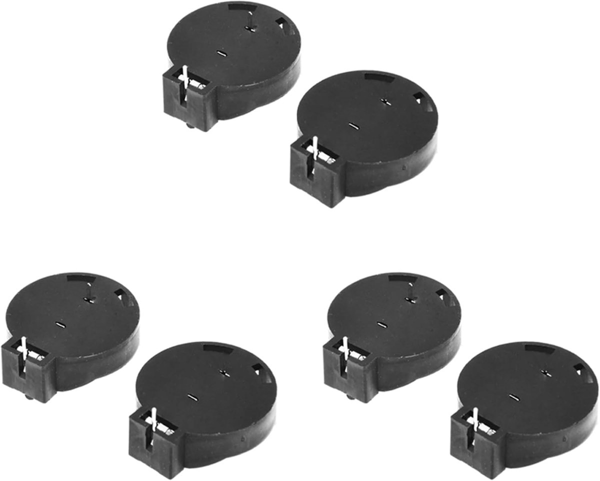Batterijhouders - Knopcelhouders - Elektronica Projecten - 6 Stuks Set - Compact Formaat - Zwart