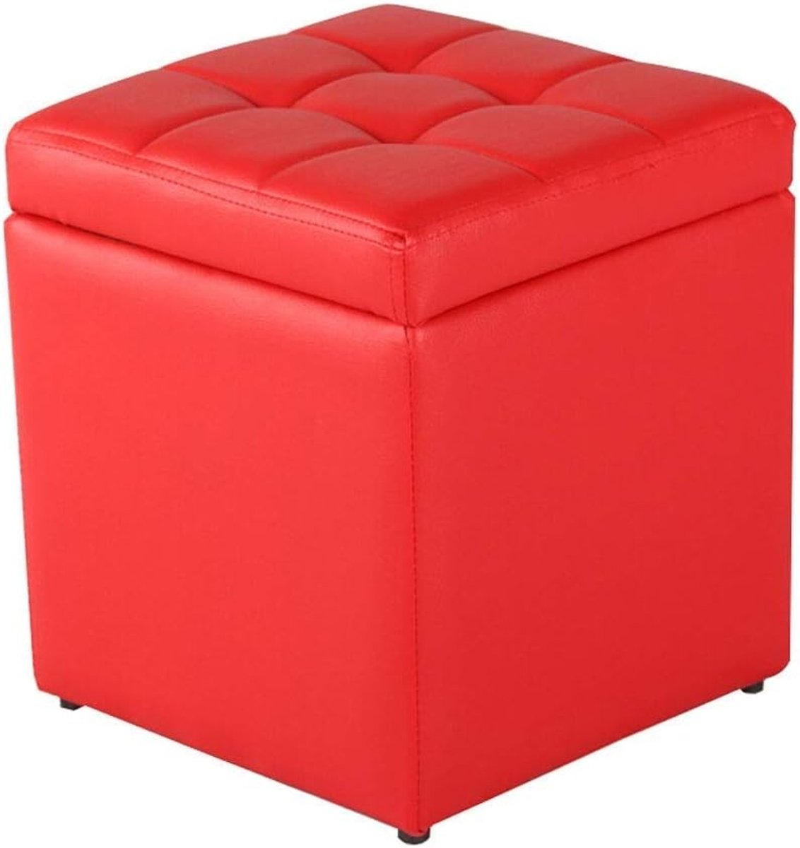 Opbergkruk PU - Voetenbank Poef - Extra Zitting - Met Verborgen Opbergruimte - 30x30x35cm - Paars
