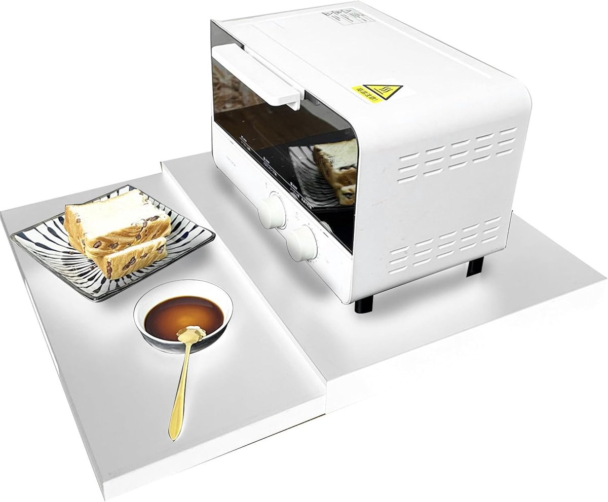 Microgolfoven Stand - Oven Organizer - Keuken Opbergen - Uitschuifbaar Ontwerp - 47x36cm - Wit