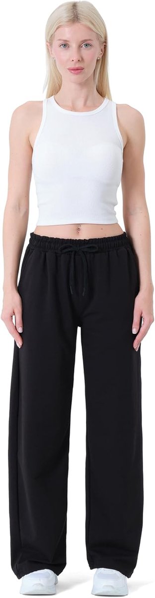Sportbroek Dames - Joggingbroek Casual - Comfortabel Vrije Tijd - Hoge Katoen Mix - Lange Pasvorm - Zwart Grijs — afbeelding 2
