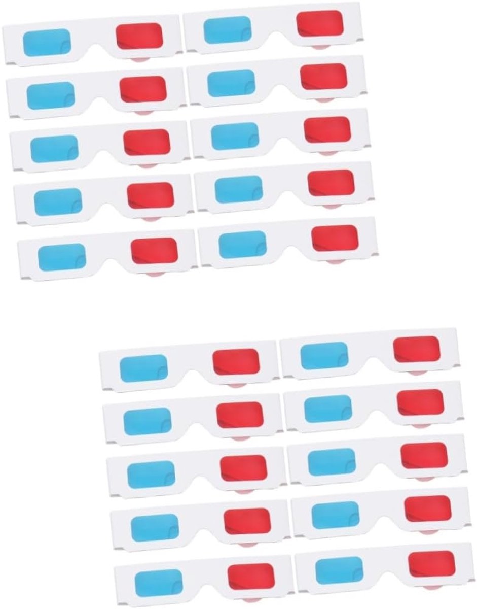 Papieren 3D Brillen - Anaglyph Brillen - 3D Films Kijken - Rood Blauw Kader - 16x3.8cm - Meerdere Kleuren