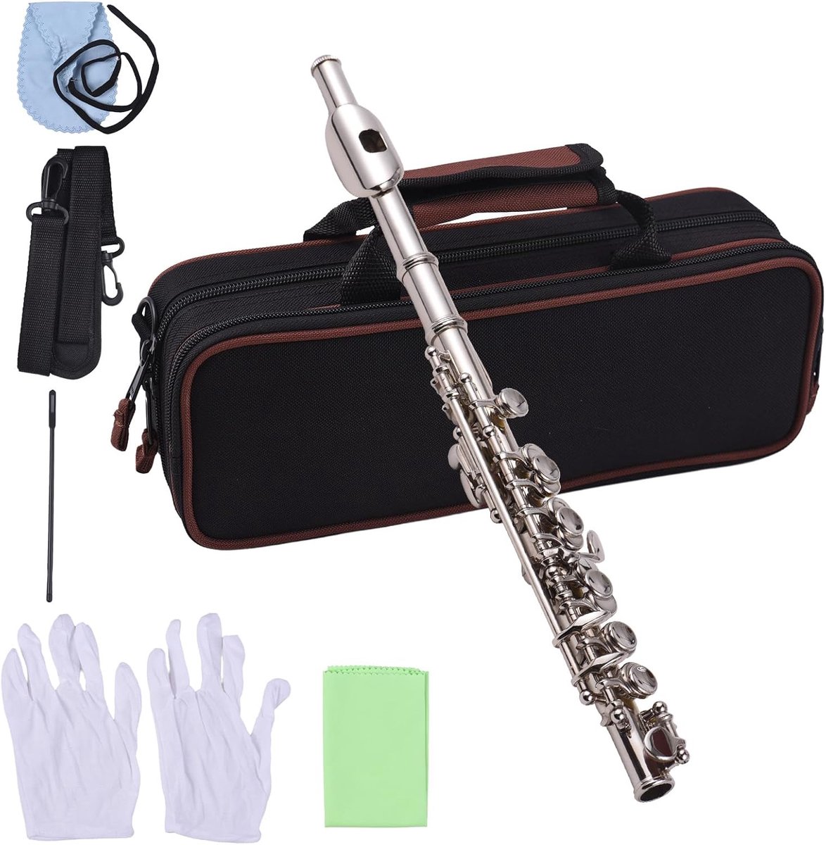 Dwarsfluit - Beginnersfluit - Muziek Maken - Vergulde C-Toon - 31.5cm Lengte - Zilver