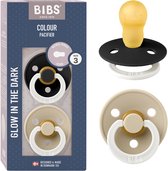 BIBS Colour Glow Fopspeen - 18-48 mnd - 2-pack - Rond - Black/Vanilla