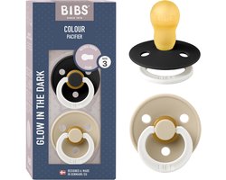 BIBS Colour Glow Fopspeen - 18-48 mnd - 2-pack - Ronde - Black/Vanilla