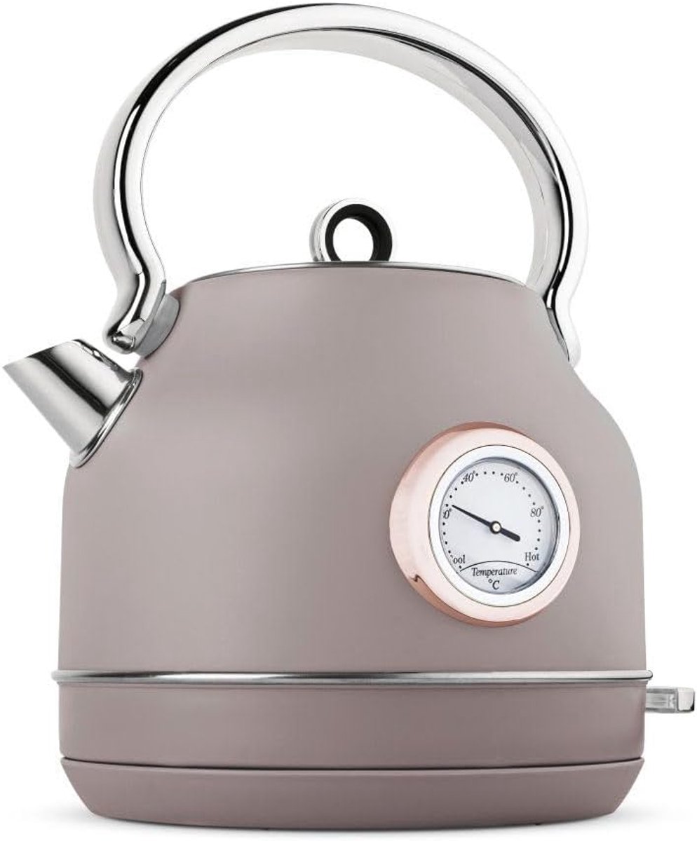 Waterkoker met thermometer - Stijlvolle ketel - Thee en koffie - Geïntegreerde thermometer - 17 Liter capaciteit - Taupe grijs
