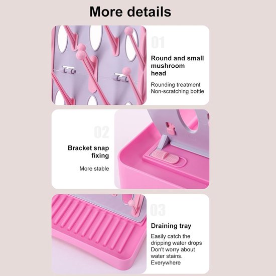Fles Droogrek - Lekbak Organizer - Flessen Drogen - Ruimtebesparend Opvouwbaar - 25x17x30 cm - Roze — afbeelding 4