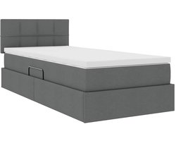 vidaXL - Opbergbed - met - matras - Donkergrijs - 100 - x - 200 - cm - Bewerkt - hout