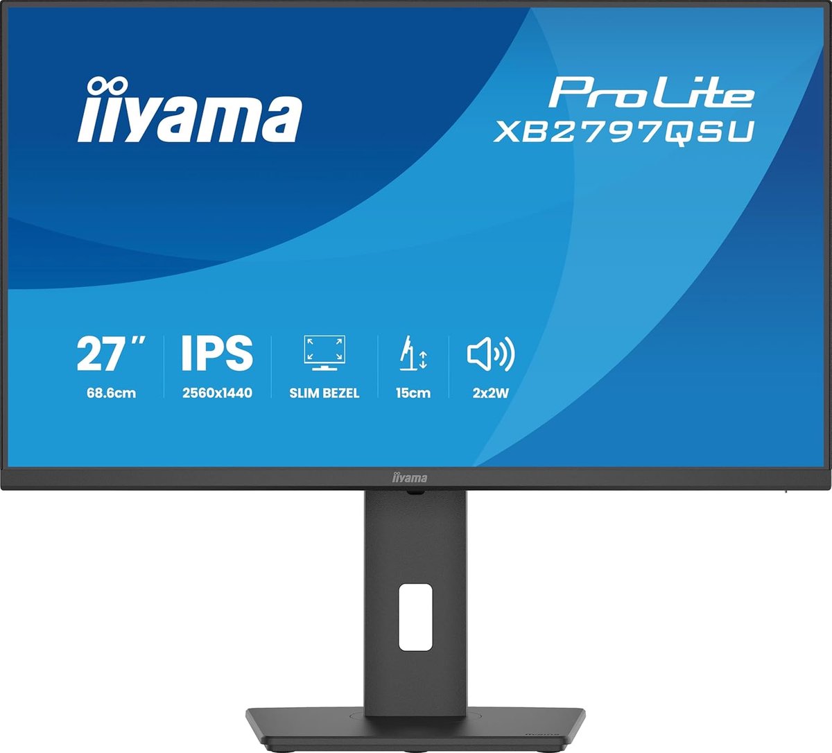27-inch QHD Monitor - IPS Beeldscherm - Professioneel Werk - Randloos Ontwerp - 2560x1440 Resolutie - Zwart