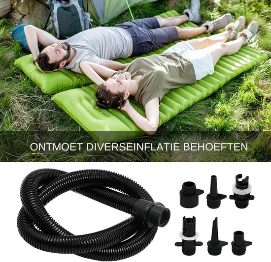 Pomp Adapter Kit - Ventiel Adapters - Opblaasbare Watersport - Inclusief 6 Adapters - 1 Meter Slang - Veelkleurig van Merkloos — afbeelding 3