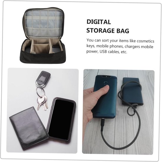 Kabel Organizer - Opbergtas Kabels - Reizen Elektroncia - Compact Ontwerp - 25 x 8.5 x 19.5 cm - Zwart — afbeelding 2