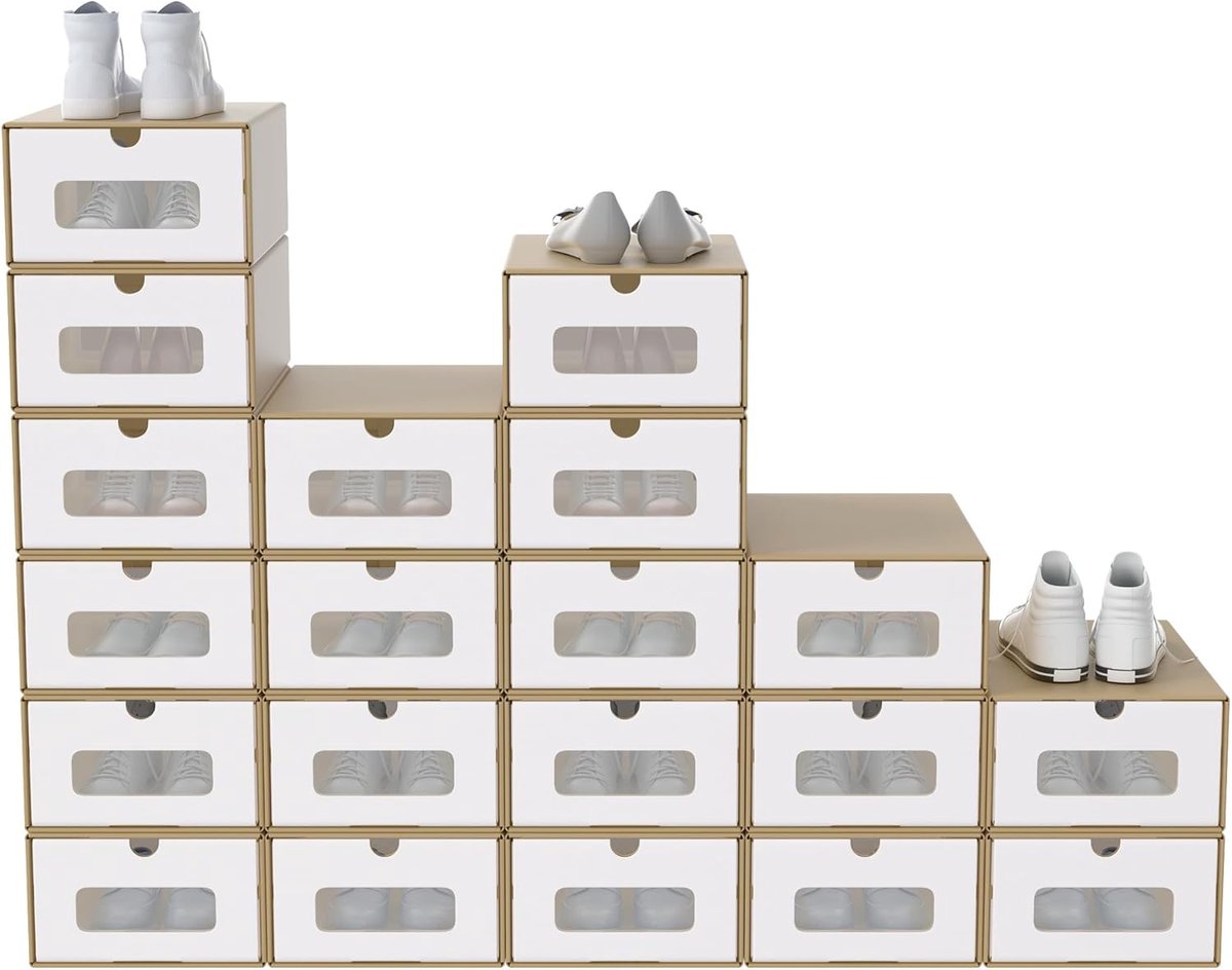 Stapelbare Schoenendozen met Kijkvenster - 10 Stuks - Schoenenopslag en Organizer