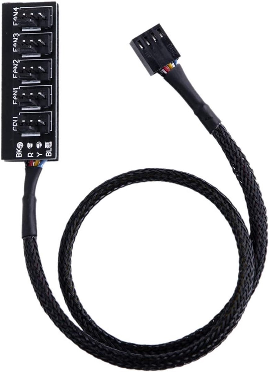 4-pins PWM ventilatorhub voor PC - 1 tot 5 splitter en voedingskabel