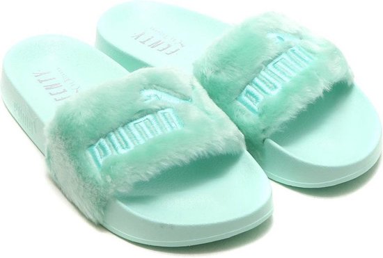 PUMA Fur Slides Dames Slippers - Lichtblauw - Maat 40 | bol.com