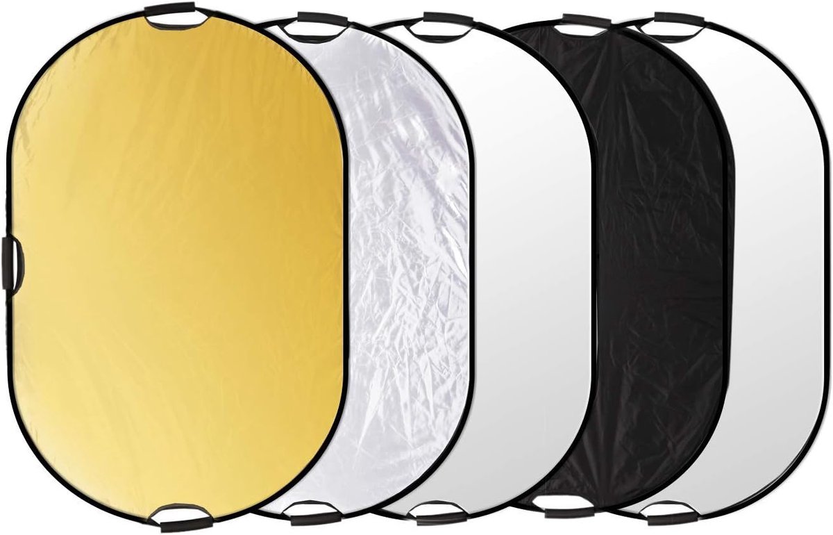5-in-1 Ovale Reflector 150 x 200 cm voor Fotografie en Studio