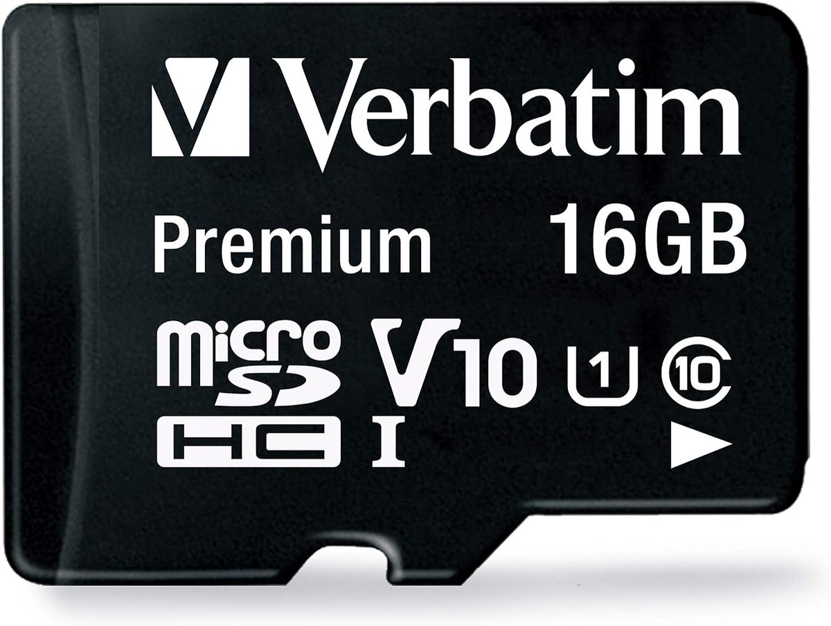 microSDHC geheugenkaart 16GB met adapter - Klasse 10, leessnelheid tot 80 MB/s