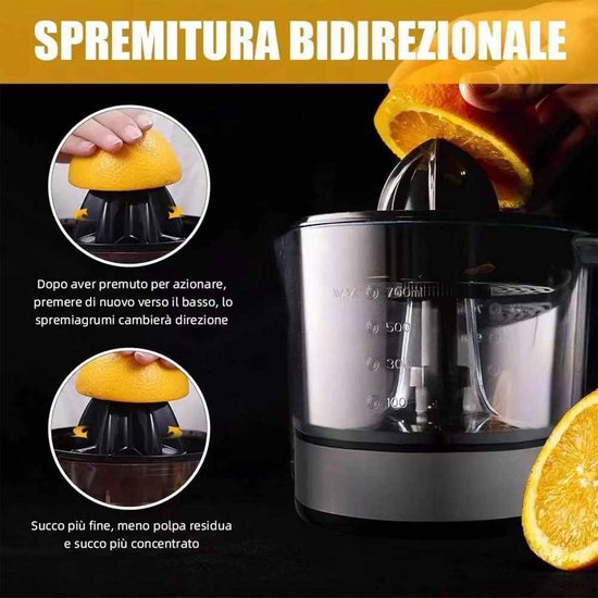 Professionele elektrische sapcentrifuge van roestvrij staal, 700 ml, hoge sapprestaties, dubbele draairichting, ideaal voor sinaasappelen en citrusvruchten，20×17.7cm van Merkloos — afbeelding 3