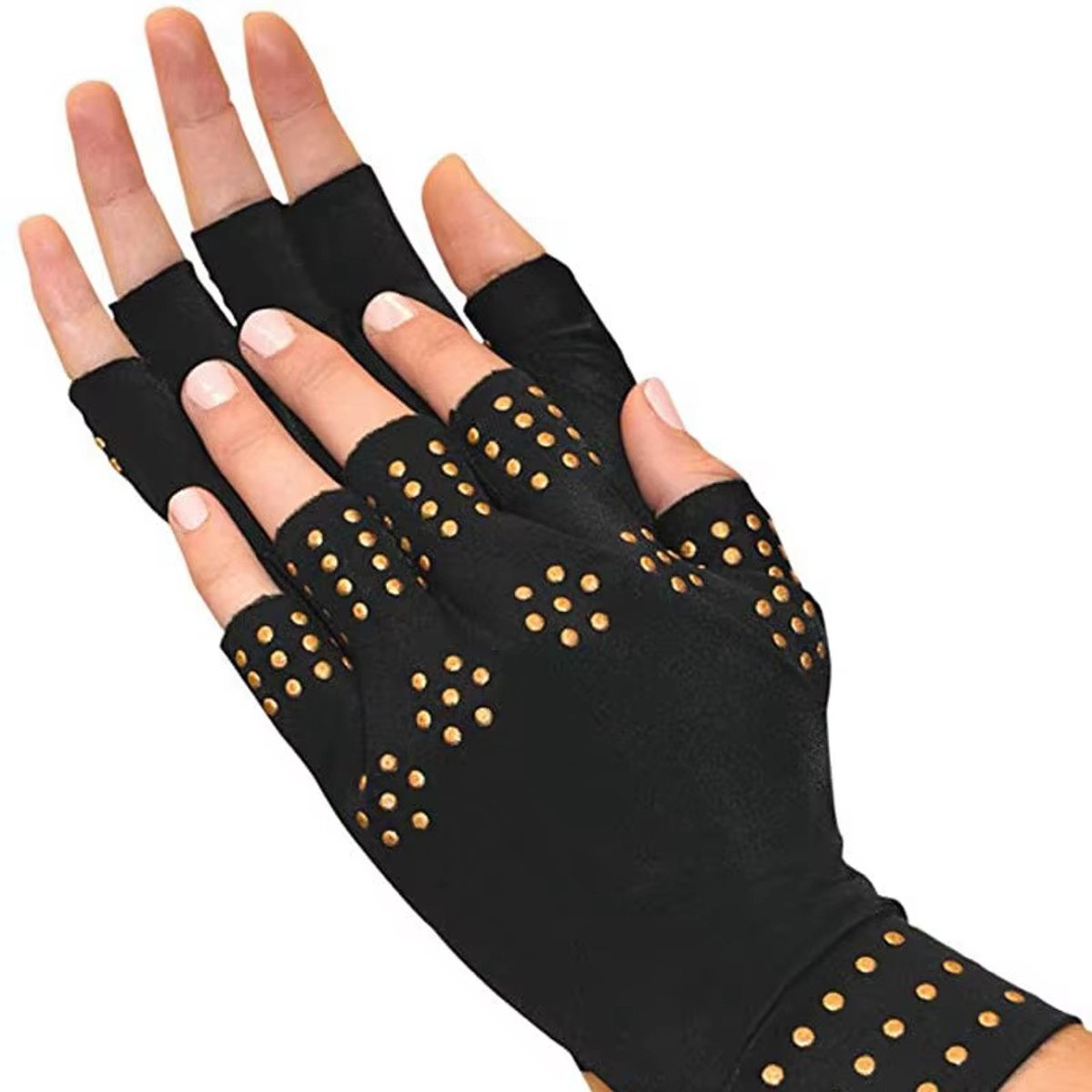 Magnetische Therapie Handschoenen – Vingerloze Compressiehandschoenen voor Gewrichtspijn Reumatoïde Artritis en Handpijn bij Mannen en Vrouwen Zwart
