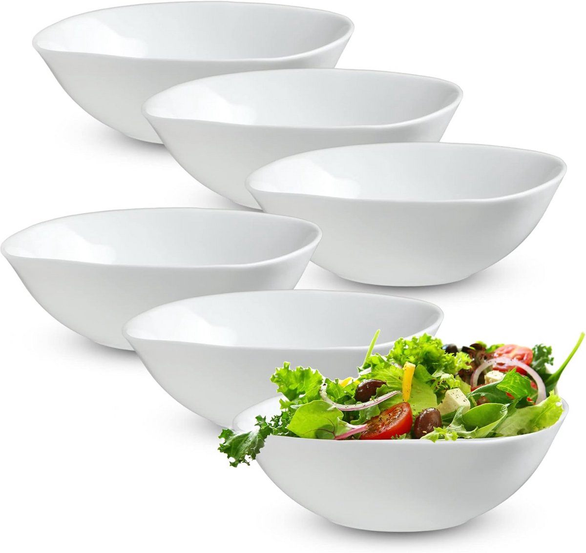 Elegante witte glazen kommen set - 15 cm, perfect voor salades, soepen en fruit
