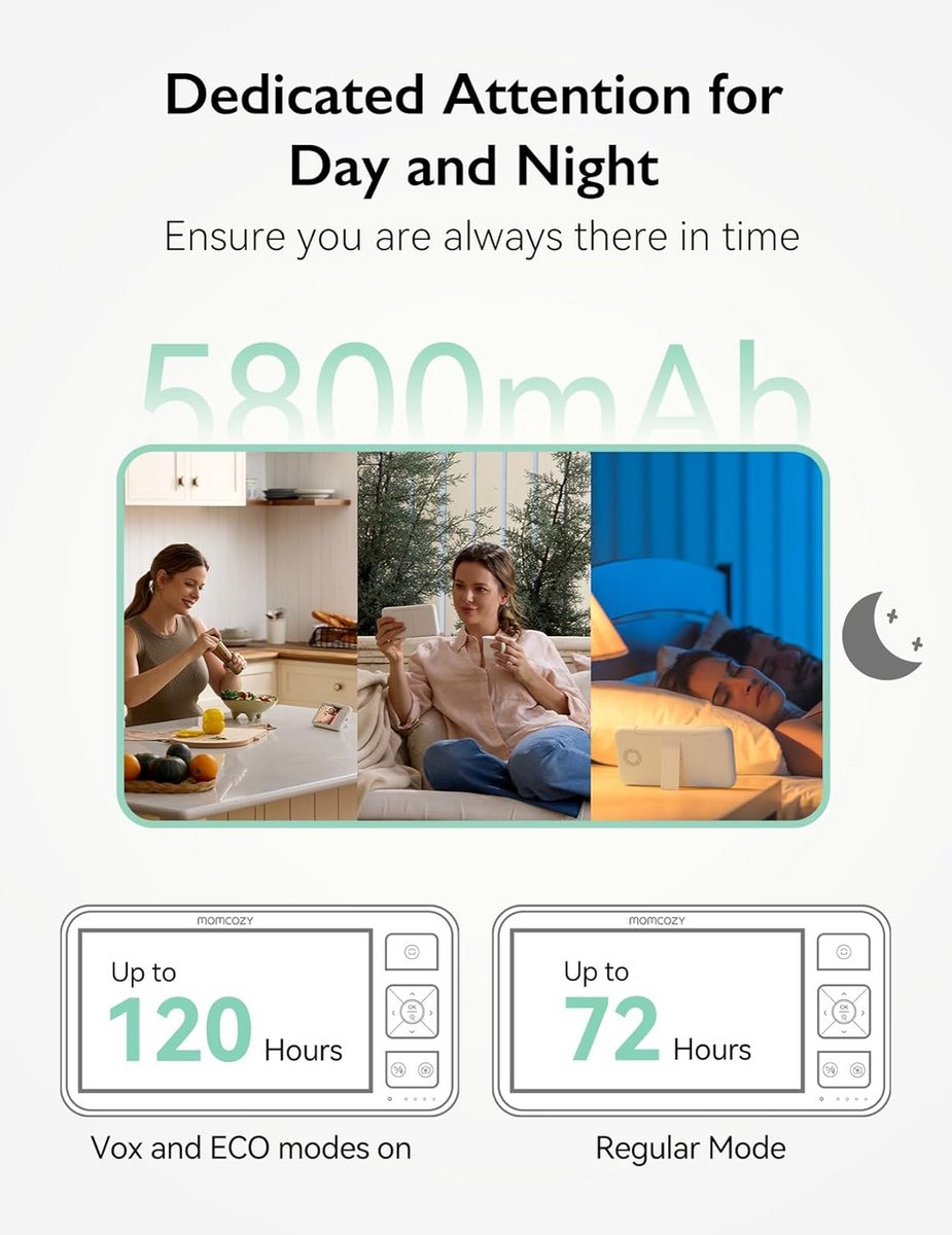 Video Baby Monitor met 5.5 Inch 1080p Scherm - Nachtzicht, 2-Weg Audio en Tot 500 m Bereik – foto 5