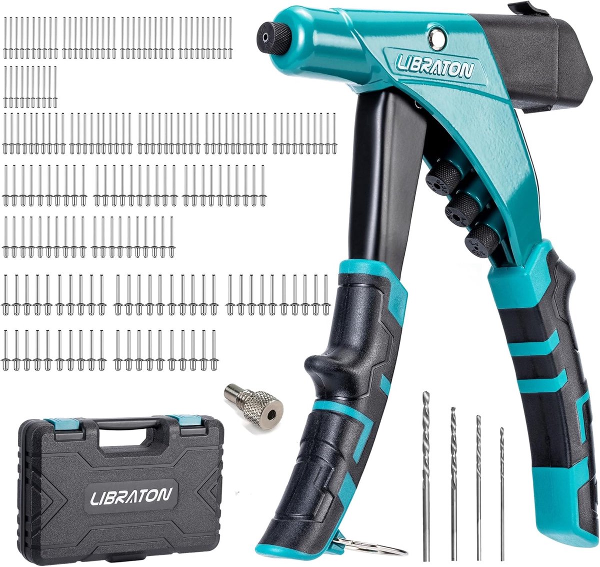 Professioneel Heavy Duty Klinknagelpistool met Verwisselbare Koppen en Klinknagels