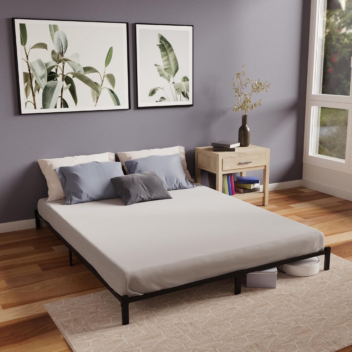 Bedframe met Lattenbodem - Metalen Bed - Slaapkamer Inrichten - Ruimte Onder Bed - 140x200 cm - Zwart