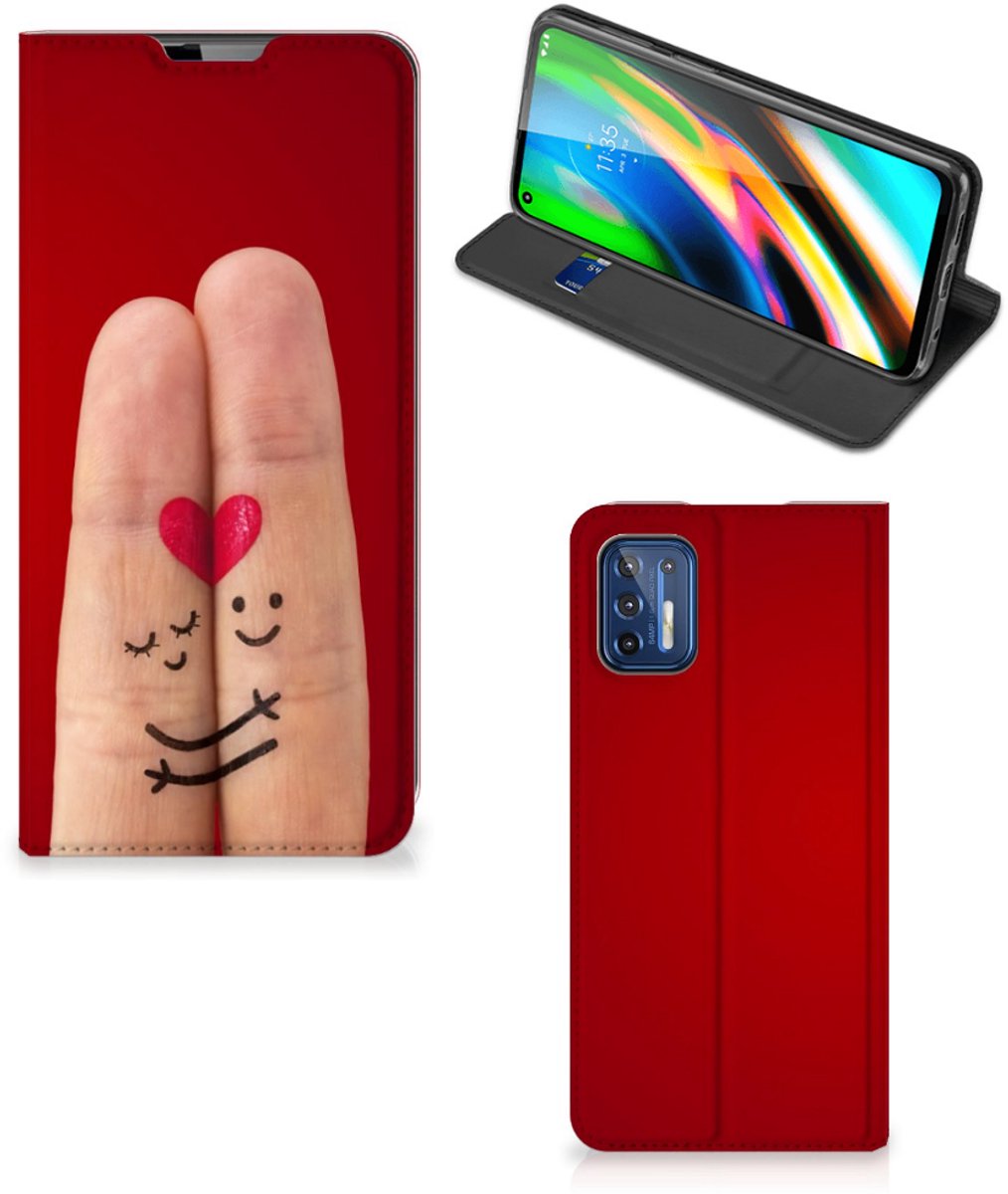 Motorola Moto G9 Plus Hippe Standcase Liefde - Origineel Romantisch Cadeau