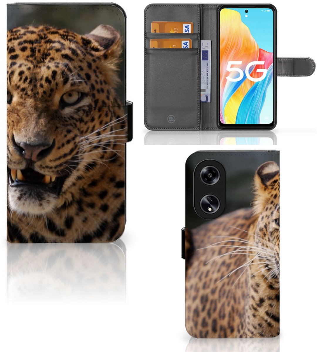 OPPO Reno8 T 5G Telefoonhoesje met Pasjes Luipaard