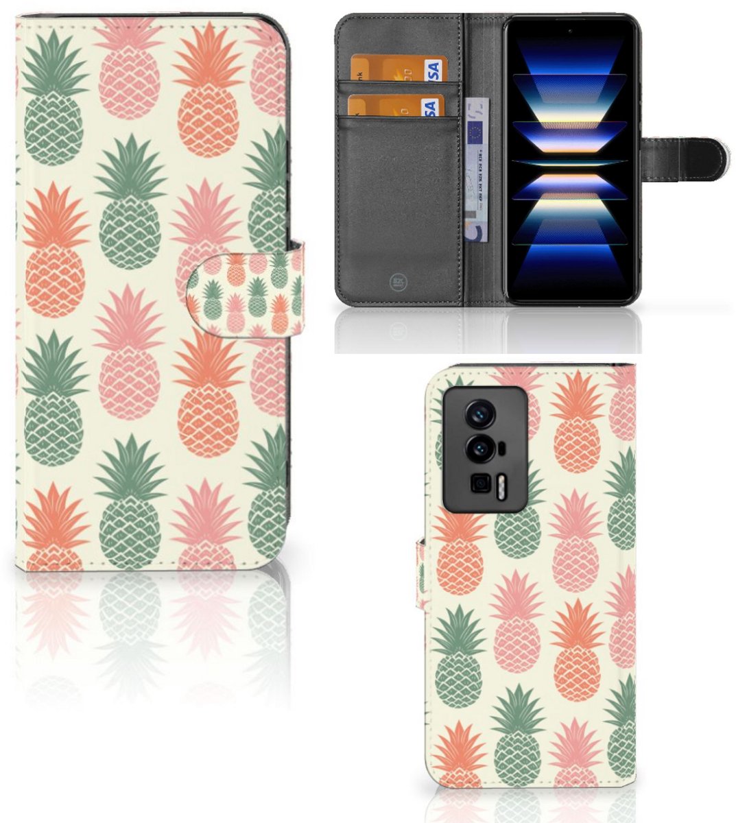 Boekhoesje voor Xiaomi Poco F5 Pro Book Cover Ananas