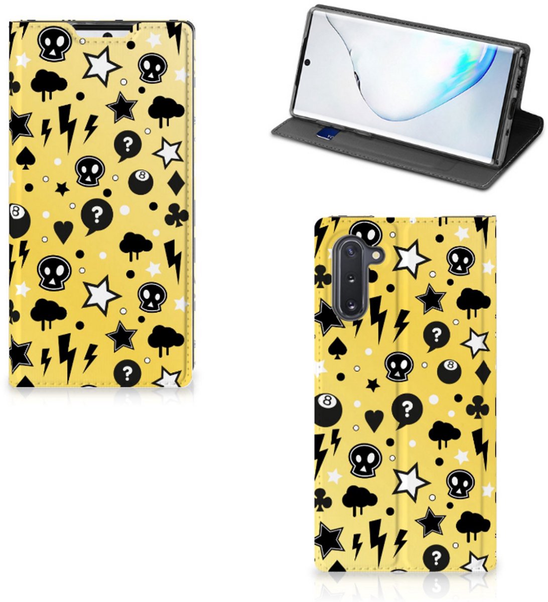 Mobiel BookCase Samsung Galaxy Note 10 Punk Geel