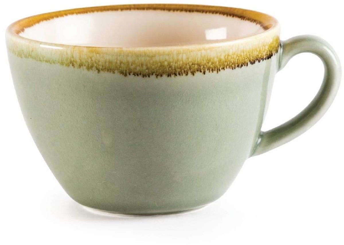 Cappuccino Kopjes Groen Porselein, 340ml - Set van 6