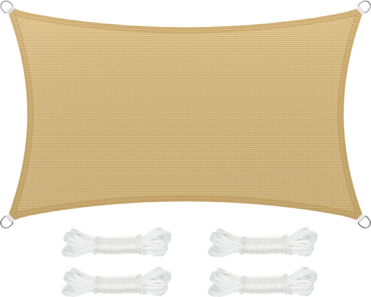 SONGMICS - Schaduwdoek - Zonnezeil - Schaduwdoek HDPE - Ademend en Waterdoorlatend - Voor Terras Tuin Balkon Camping