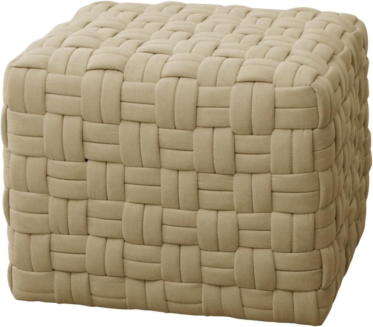 Stijlvolle Gevlochten Poef - Beige Zitkussen voor Stijlvol Wonen