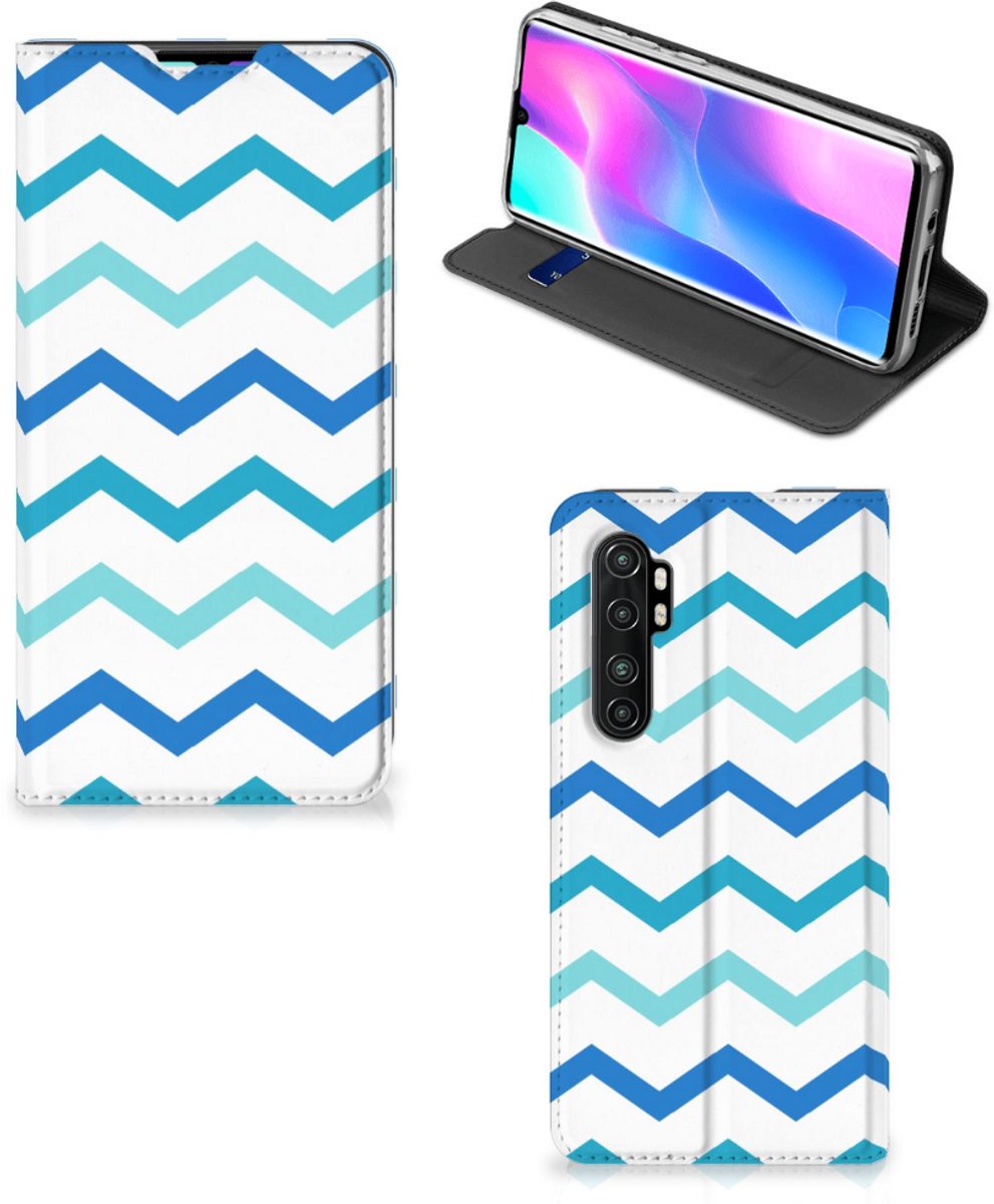 Xiaomi Mi Note 10 Lite Hoesje met Magneet Zigzag Blauw