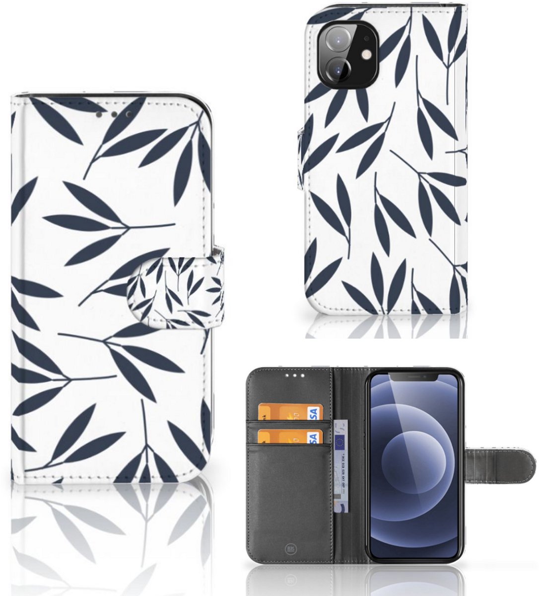 Apple iPhone 12 Mini Hoesje Leaves Blue