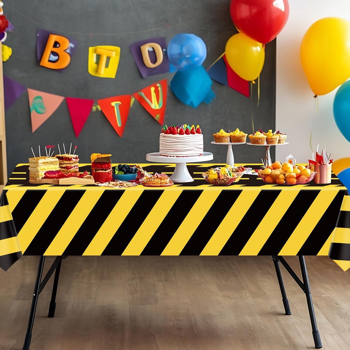 Bouwweg Tafelkleed 4 Pack - Thema Decoraties voor Verjaardagsfeest en Feestdagen