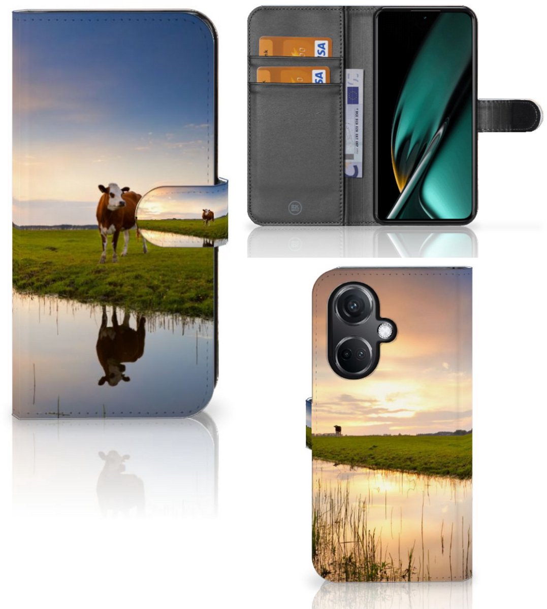 OnePlus Nord CE 3 Telefoonhoesje met Pasjes Koe