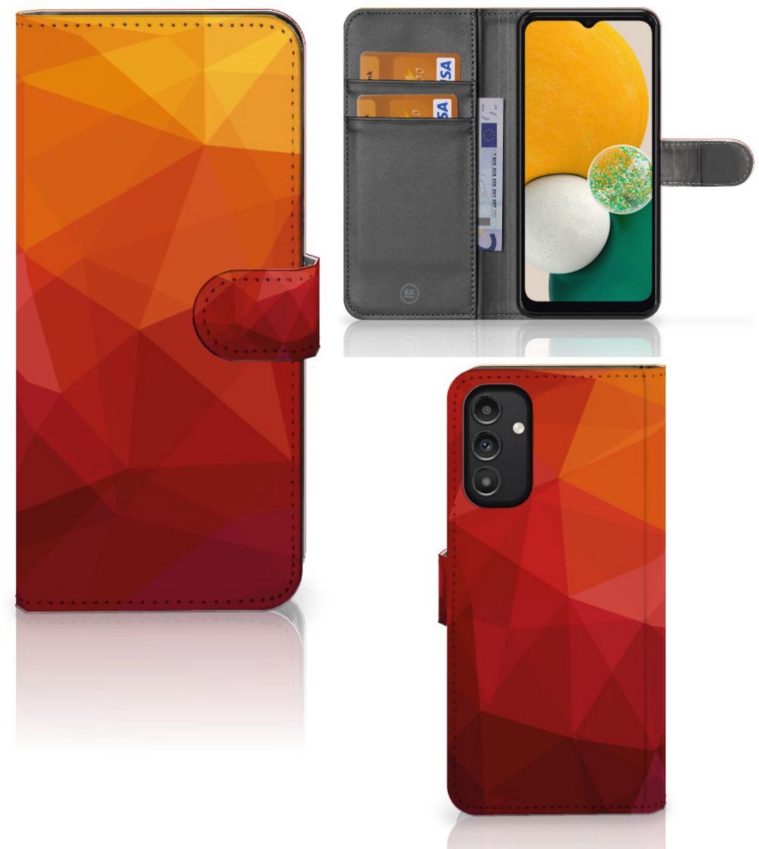 Book Case voor Samsung Galaxy A14 4G Polygon Red