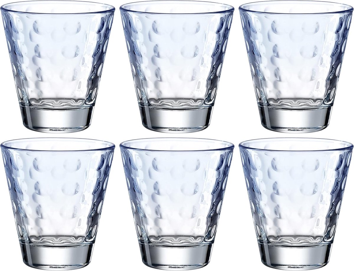 Set van 6 lichtblauwe drinkglazen 215 ml - Elegant en duurzaam glas
