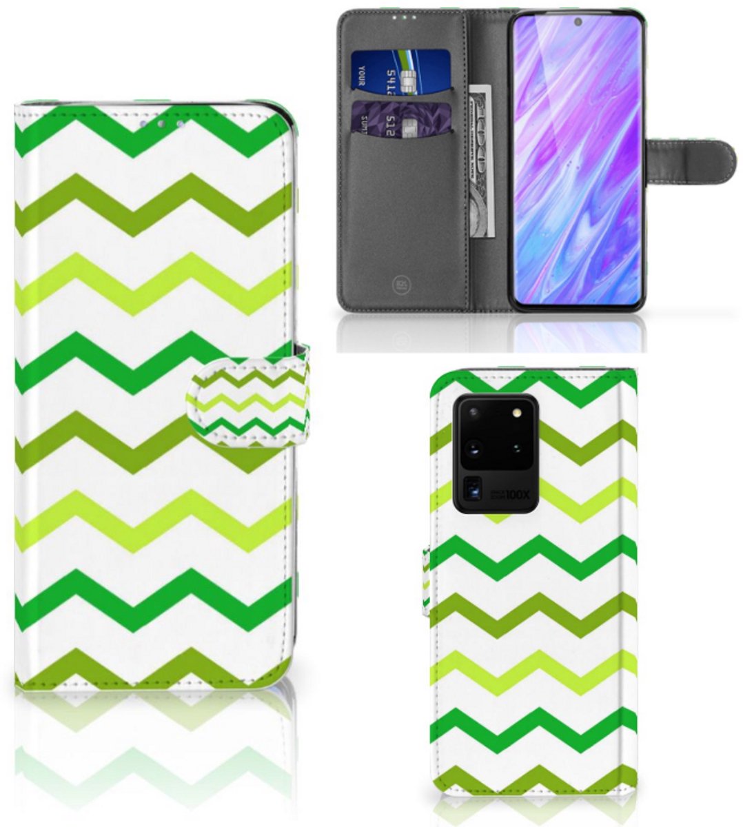 Samsung Galaxy S20 Ultra Telefoon Hoesje Zigzag Groen