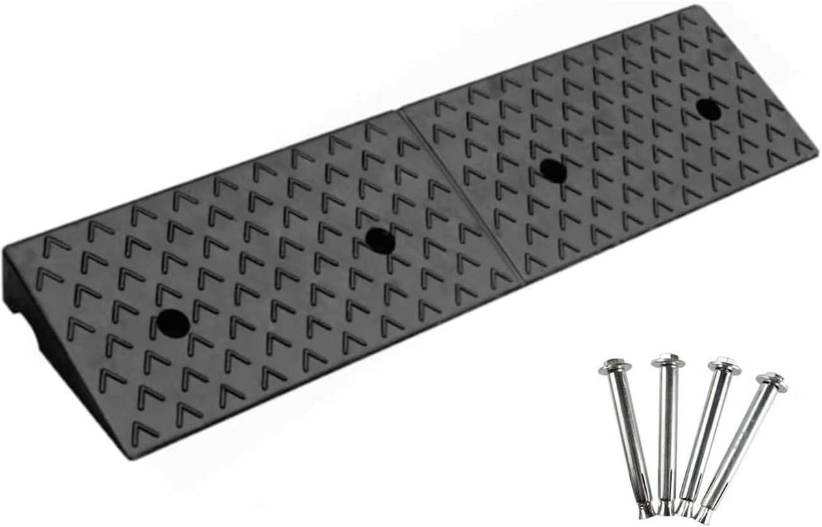 Stoeprandoprijplaat van rubber - 5 cm hoog, 100 x 25 cm - Anti-slip helling voor auto's, motorfietsen en rolstoelen