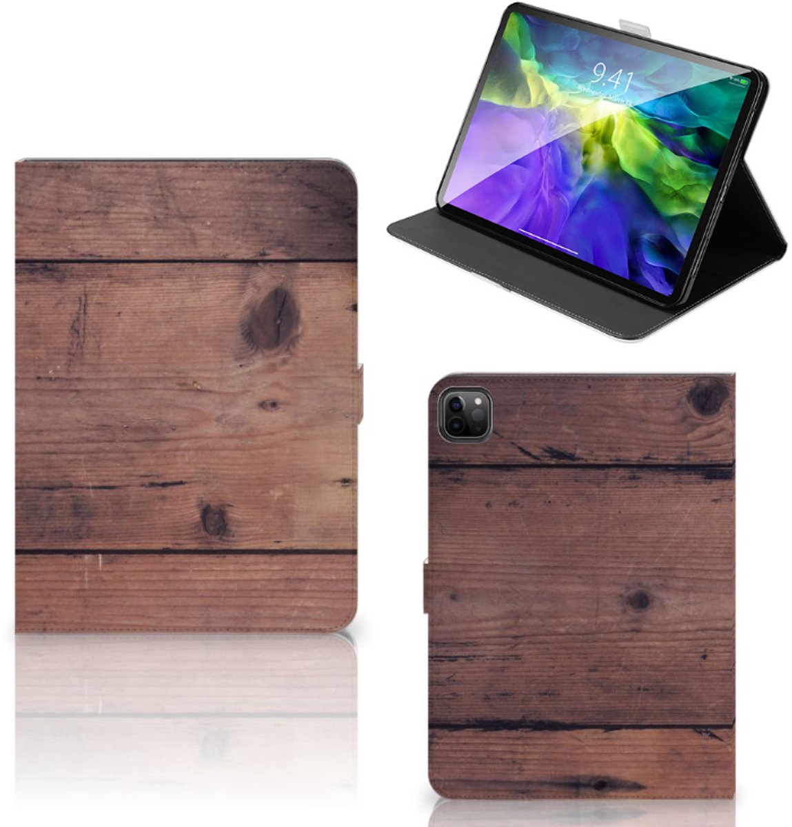 iPad Pro 11 2020/2021/2022 Tablet Book Cover Old Wood