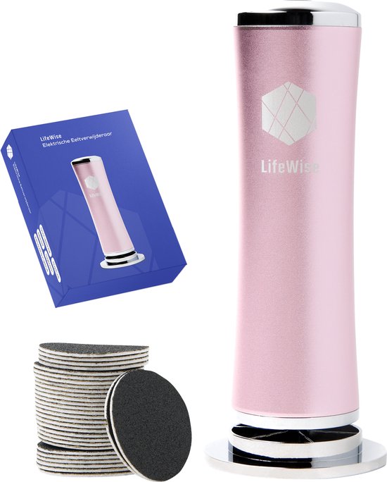 LifeWise Elektrische Eeltverwijderaar - 60 Vervangbare Schuurpads - Hygiënisch - Netstroom Adapter - Voetvijl - Roze
