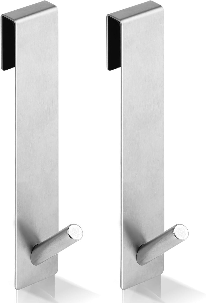Unyqoos® Zilverkleurige set van twee roestvrijstalen haken voor frameloze douchewanden
