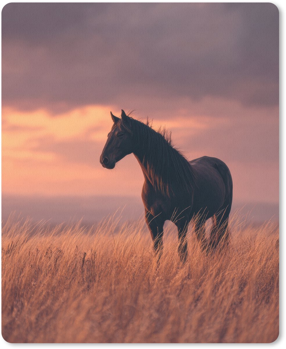 Muismat 19x23 cm - Mousepad Paard - Wolken - Open veld - Muismatten