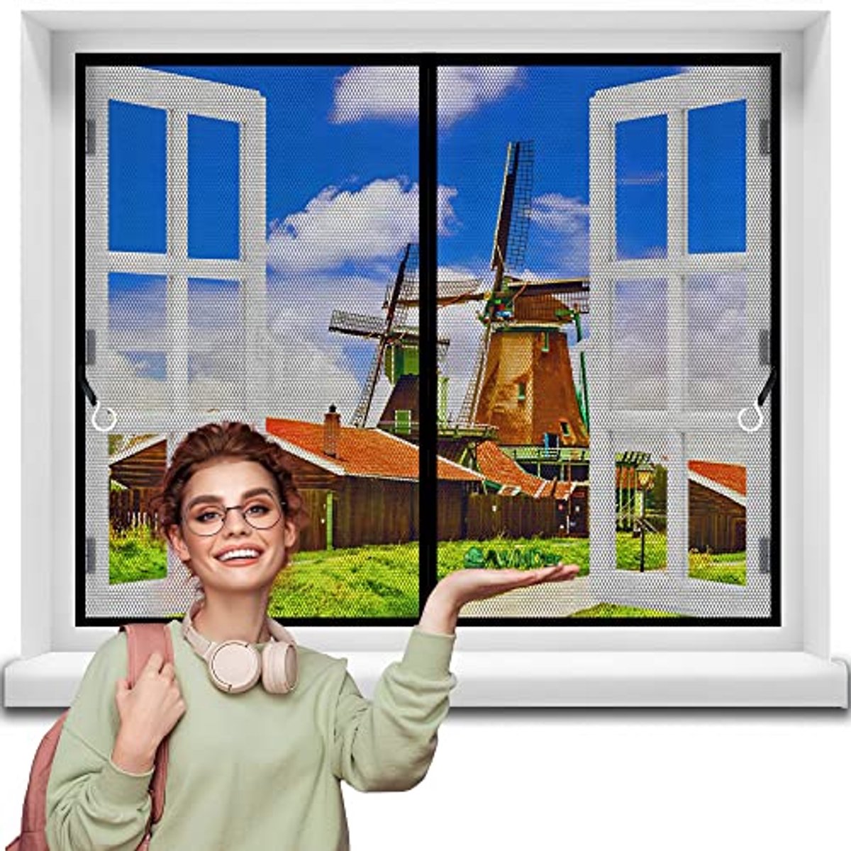 Magnetische hordeur 155 x 100 cm - Eenvoudig te installeren gaasdeur voor het buitenhouden van insecten