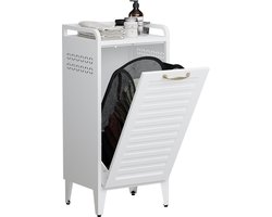 VEEHAUS® Tessi Wasmand - Luxe Wasverzamelmand – Wasbox – Ergonomisch Uitneembare Zak – Metalen Frame van Hoogwaardig Staal - 42 x 35 x 93 cm – Wit