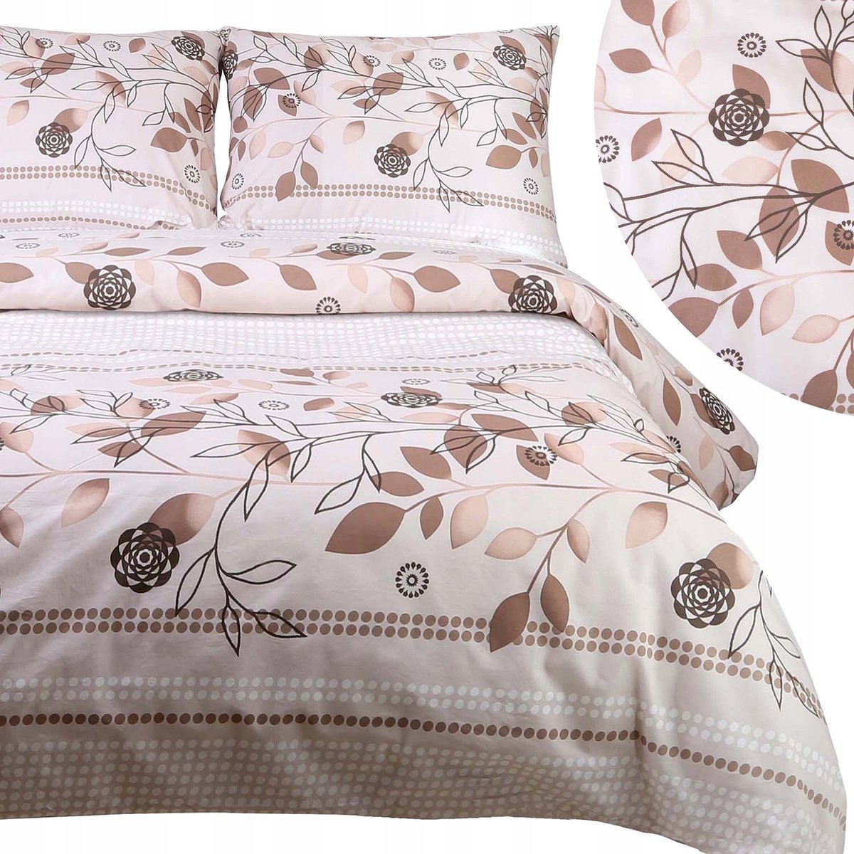 Cottonlove Katoenen Dekbedovertrek Set 220x200cm Bloemen Bladeren Stippen