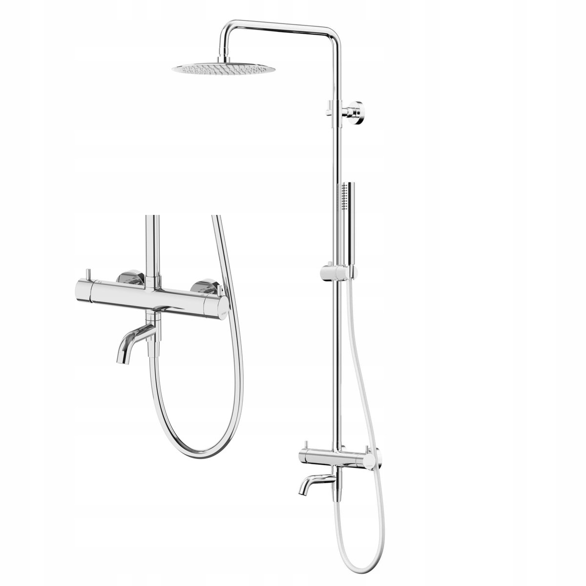 Douche- en badset chroom met beweegbare uitloop & regendouche 25cm