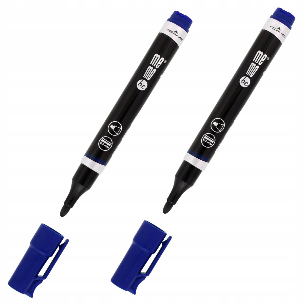 MemoBe Permanente Marker, Ronde Punt, Blauw - 2 Stuks