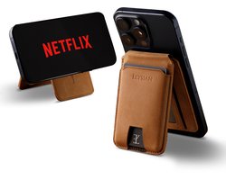 Elysian - Magnetische Kaarthouder Geschikt voor MagSafe - Pasjeshouder Voor 5 Pasjes - MagSafe Wallet Bruin - Premium leer - RFID - Luxe cadeauverpakking - Geschikt Voor iPhone 12/13/14/15/16